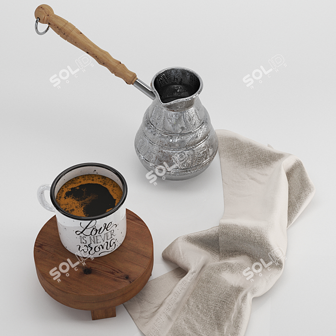 Elegant Espresso Coffee Set 3D model image 2