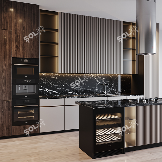 Modern Kitchen with Appliances 3D model image 3