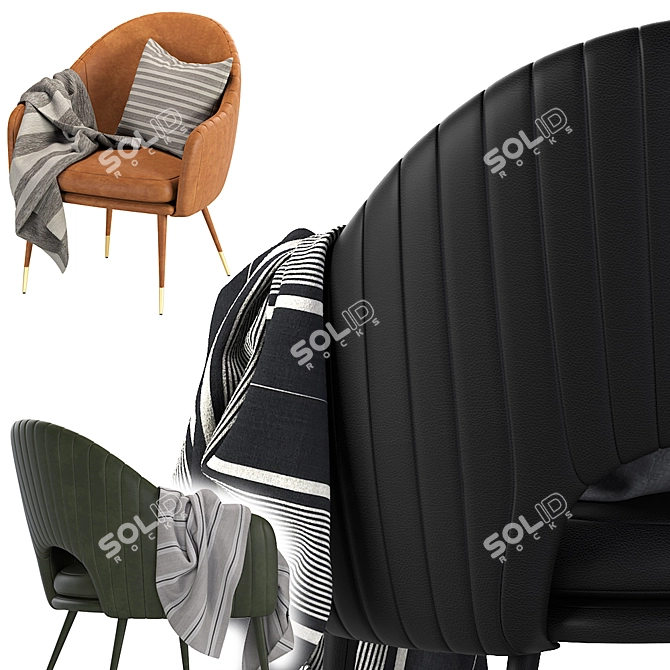 Luxury Leather Deephouse Armchair 3D model image 2