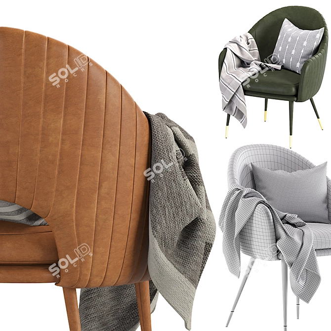 Luxury Leather Deephouse Armchair 3D model image 5