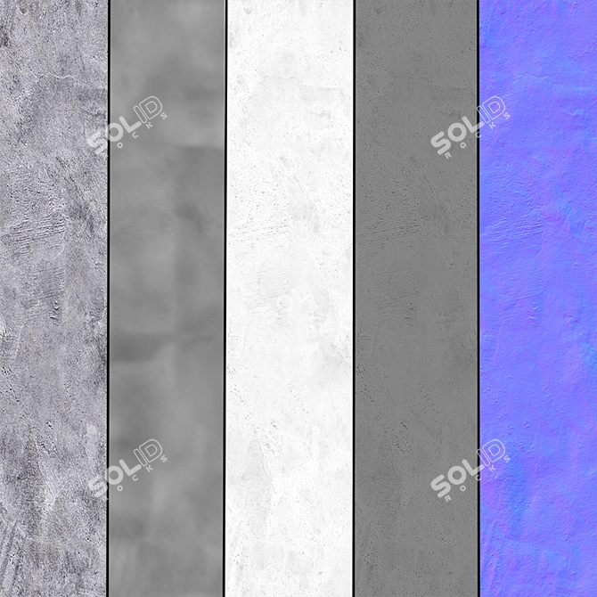 Cool Gray Plaster Texture Set 3D model image 5