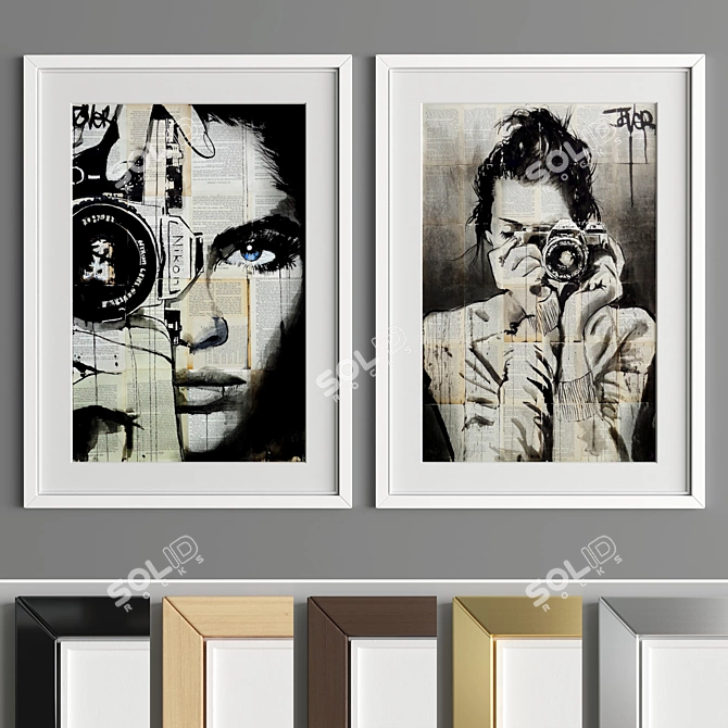 Elegant Art Frame A74: 6 Material Options, 50x70 cm 3D model image 2