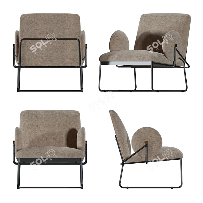 Sleek Long Armchair by Grado 3D model image 3