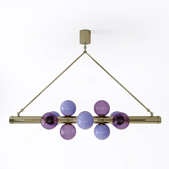 Midcentury Murano Glass & Brass Chandelier 3D model image 1