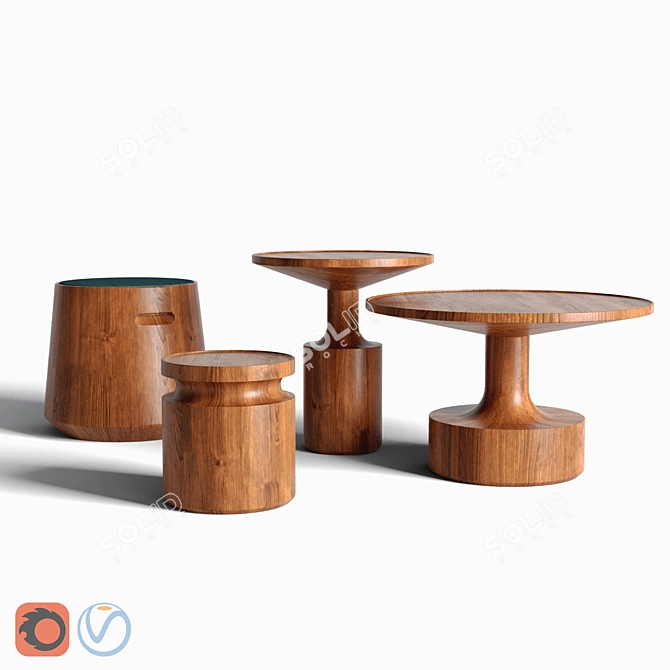 Functional Turn Tables Set  Compact and Stylish Furniture Set for Any Space! 3D model image 1