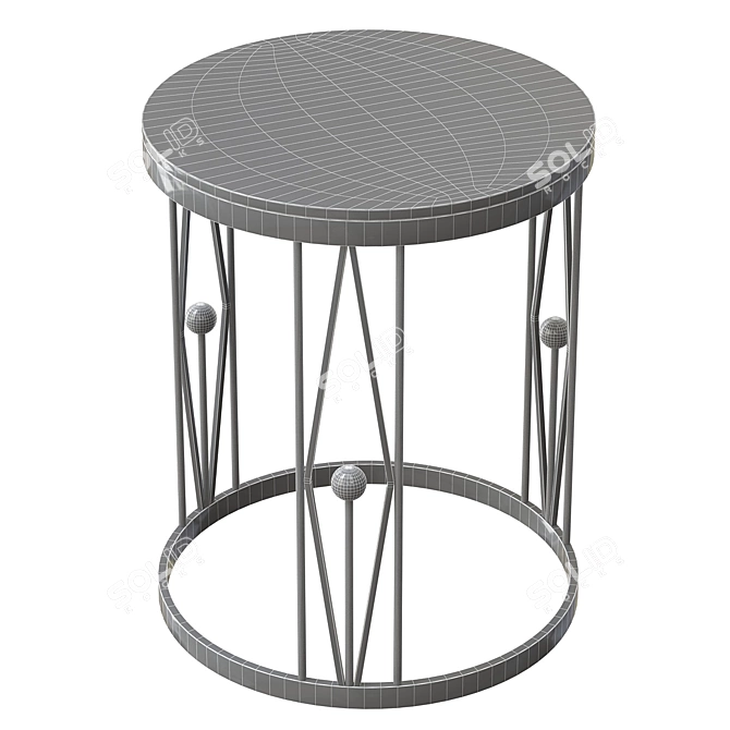 White Marble Coffee Table with Stainless Steel Base 3D model image 2