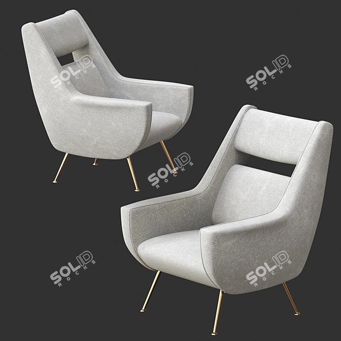 Modern White Armchair with Sleek Design 3D model image 4