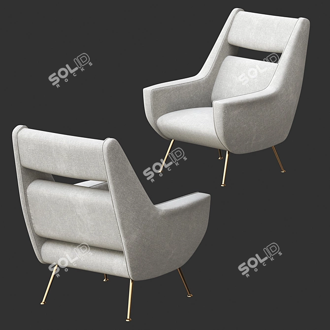 Modern White Armchair with Sleek Design 3D model image 1