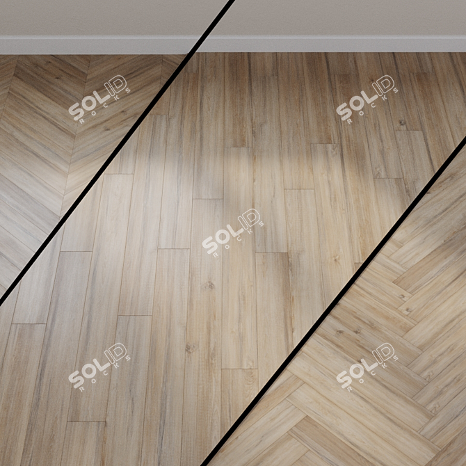 Elegant Teak Patina Wood Flooring 3D model image 1