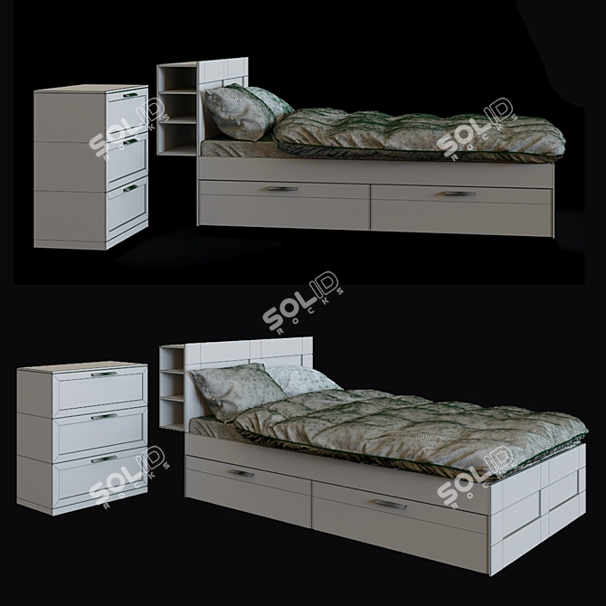 Brimnes Bed & Chest Set 3D model image 6