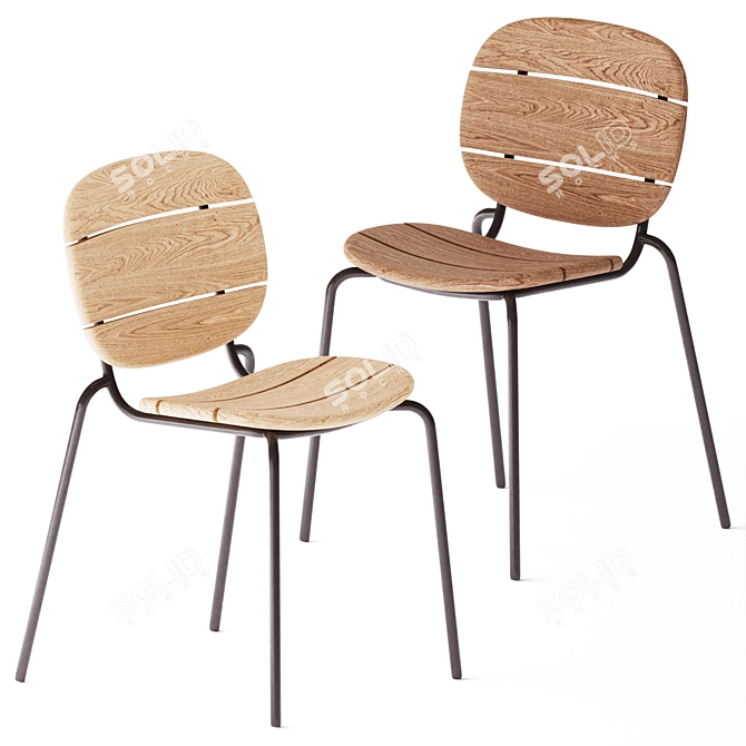 Stylish Si-Si Wood Chair 3D model image 2