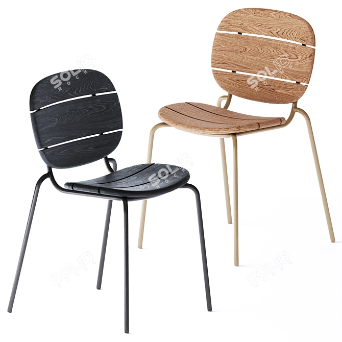 Stylish Si-Si Wood Chair 3D model image 3