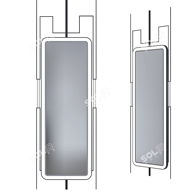 Sleek LED Framed Mirror by Apika 3D model image 1