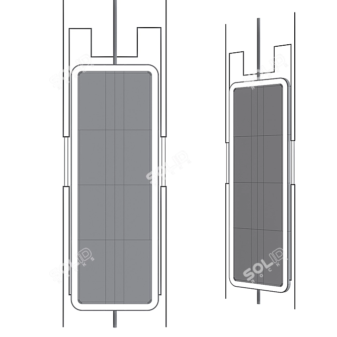 Sleek LED Framed Mirror by Apika 3D model image 2