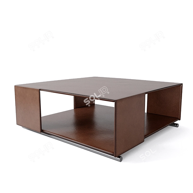 Modern Dark Brown Metal and Leather Coffee Table 3D model image 1