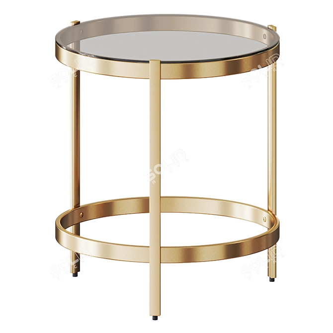 Sleek Brass Double Ring Side Table 3D model image 1