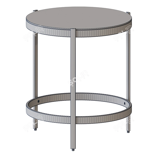 Sleek Brass Double Ring Side Table 3D model image 2