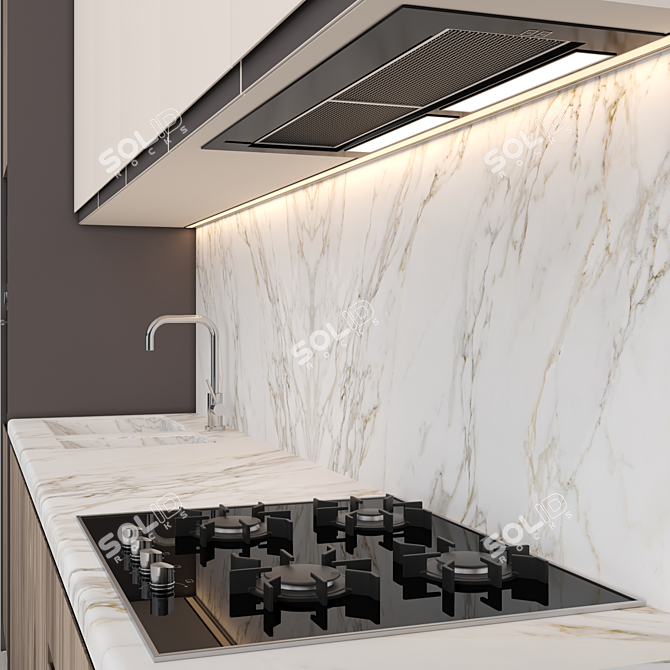 Modern Island Kitchen: High-Quality textures & Render 3D model image 4
