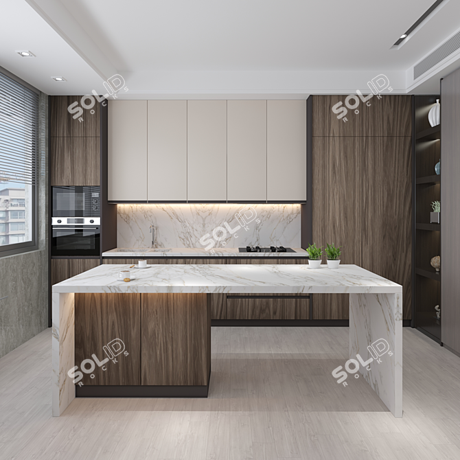 Modern Island Kitchen: High-Quality textures & Render 3D model image 6