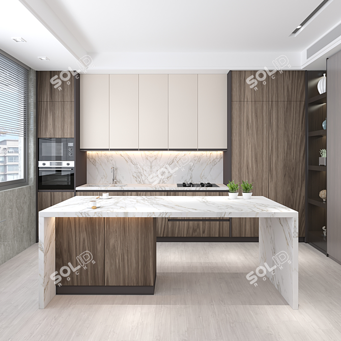 Modern Island Kitchen: High-Quality textures & Render 3D model image 15