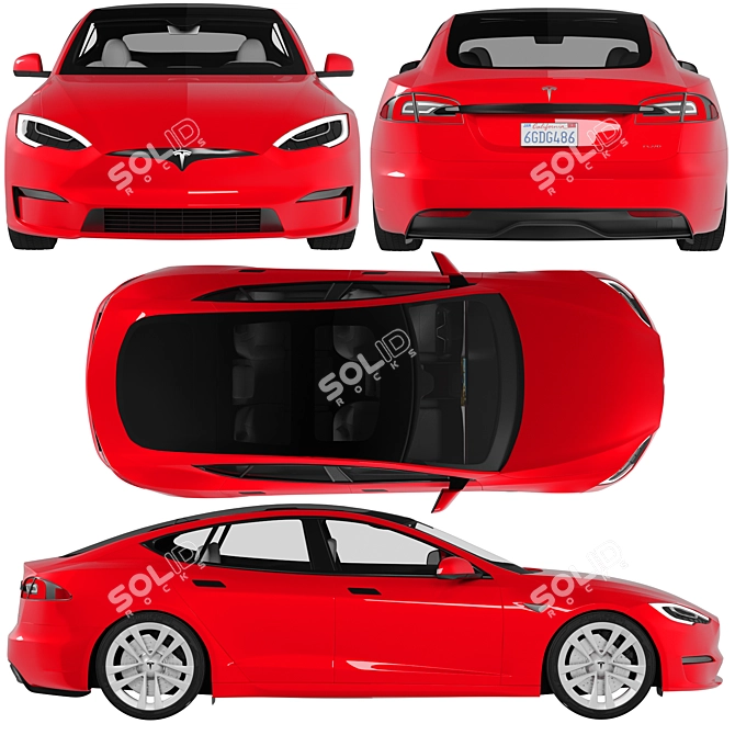 Revamped Tesla Model S 2021: Enhanced Design, Extended Range, Lightning-Fast Acceleration 3D model image 2