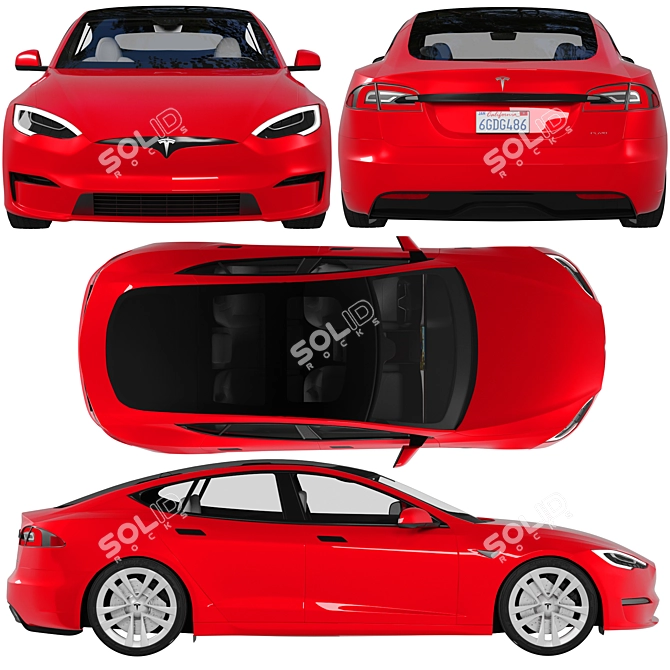 Revamped Tesla Model S 2021: Enhanced Design, Extended Range, Lightning-Fast Acceleration 3D model image 8