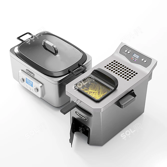 Delonghi 3-Piece Appliance Set: SlowCooker & Fryer 3D model image 2