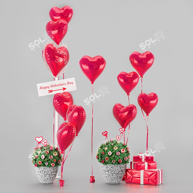 Title: Heartfelt Valentine's Day Decor Set 3D model image 1