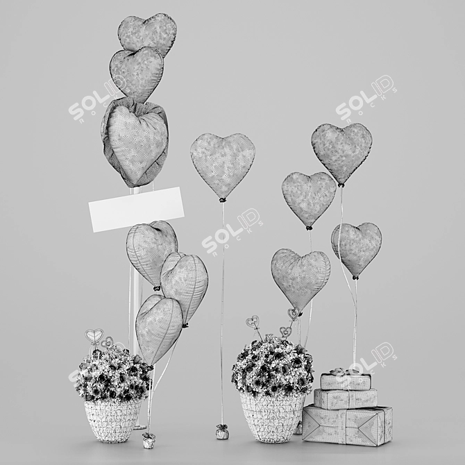Title: Heartfelt Valentine's Day Decor Set 3D model image 2