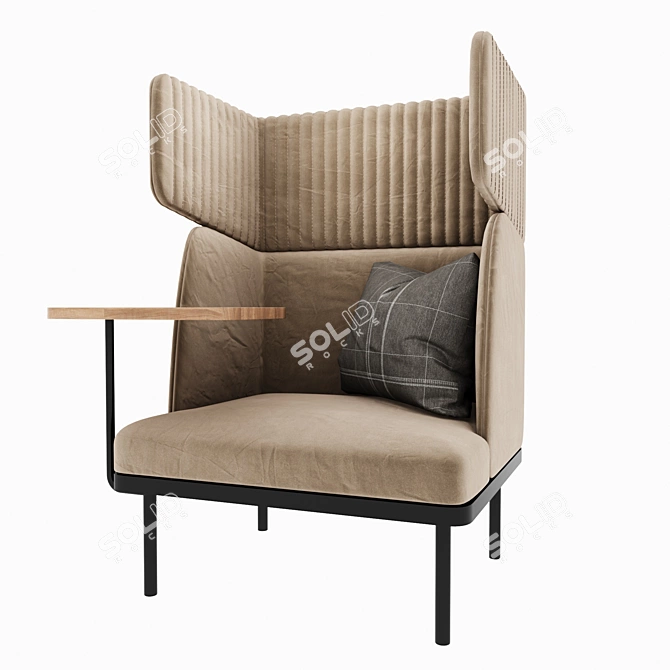 Elegant Cadence Highback Sofa 3D model image 1