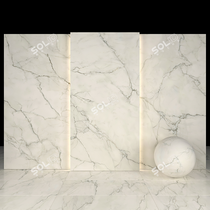 Elegant White Honed Marble Collection 3D model image 1