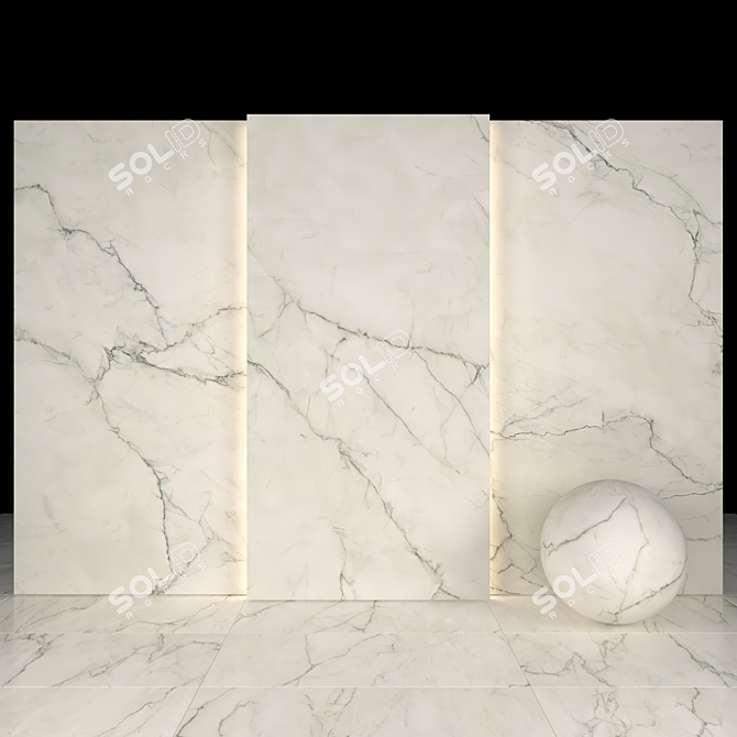 Elegant White Honed Marble Collection 3D model image 2