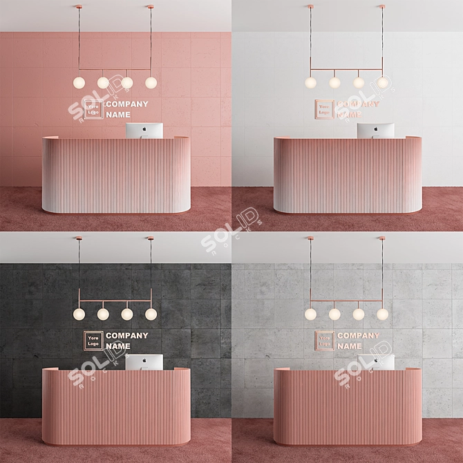 Elegant Reception Desk | 4 Color Options 3D model image 2