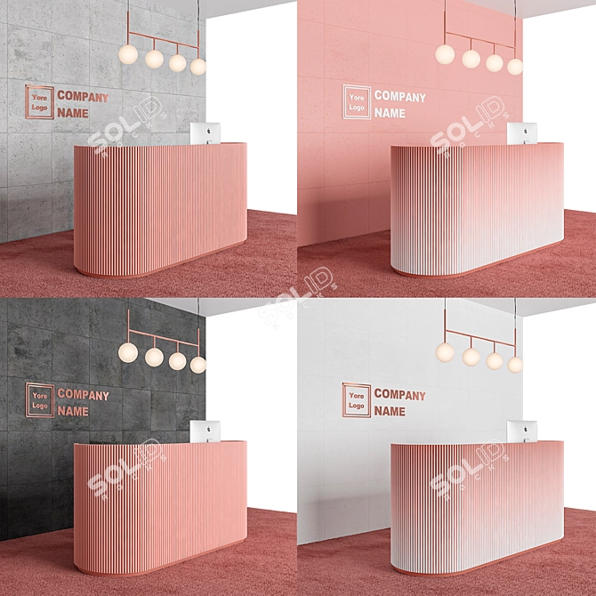 Elegant Reception Desk | 4 Color Options 3D model image 3