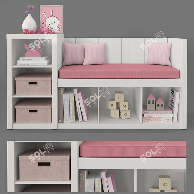 Sleek Kids Room Bench - Perfect for Playrooms 3D model image 1