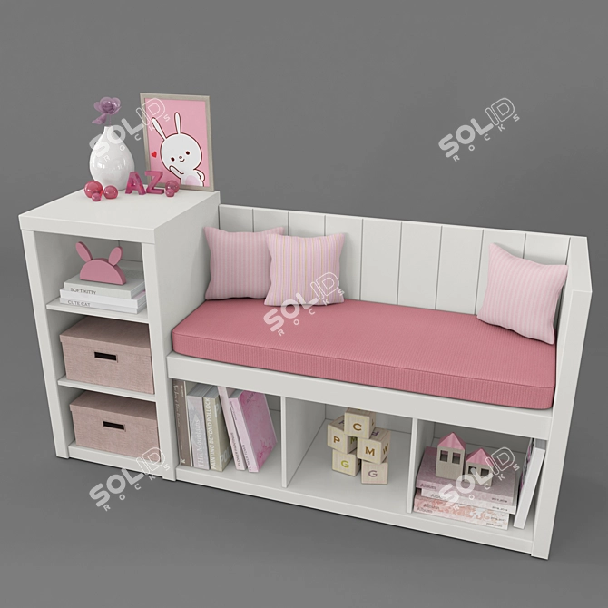 Sleek Kids Room Bench - Perfect for Playrooms 3D model image 2