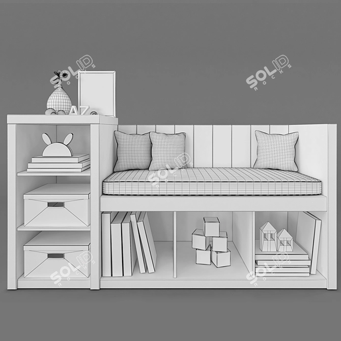 Sleek Kids Room Bench - Perfect for Playrooms 3D model image 3