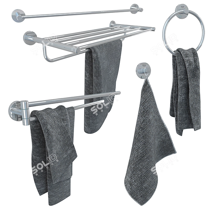 Essentials Bathroom Accessory Set 3D model image 2