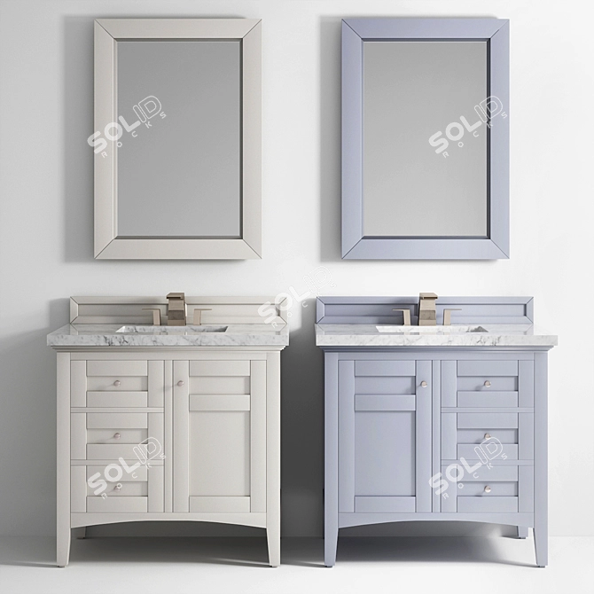 Transitional Silver Gray 36" Vanity 3D model image 1