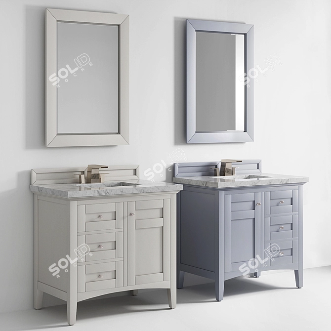 Transitional Silver Gray 36" Vanity 3D model image 2