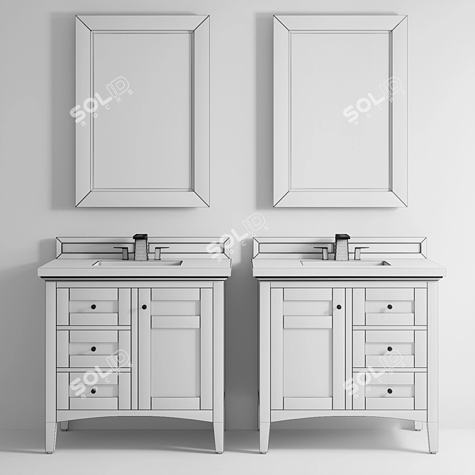 Transitional Silver Gray 36" Vanity 3D model image 3