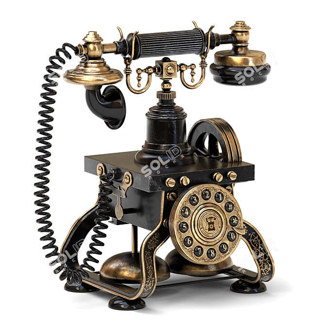 Vintage Rotating Dial Antique Telephone 3D model image 4