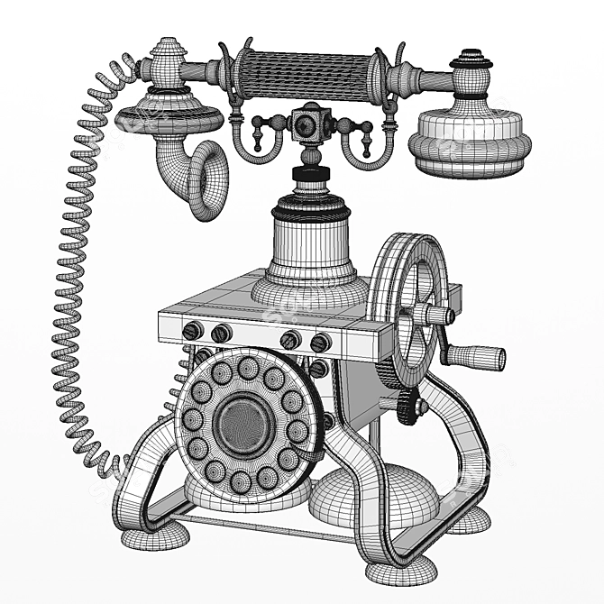 Vintage Rotating Dial Antique Telephone 3D model image 7