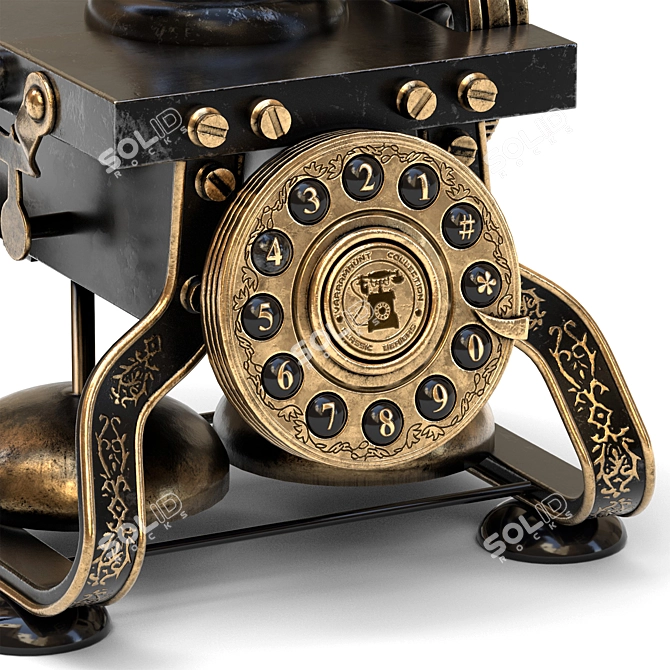 Vintage Rotating Dial Antique Telephone 3D model image 9