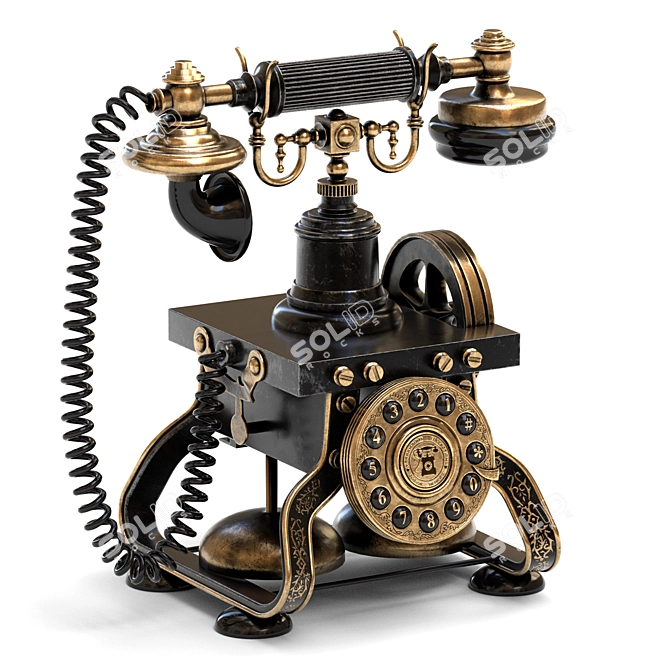 Vintage Rotating Dial Antique Telephone 3D model image 13