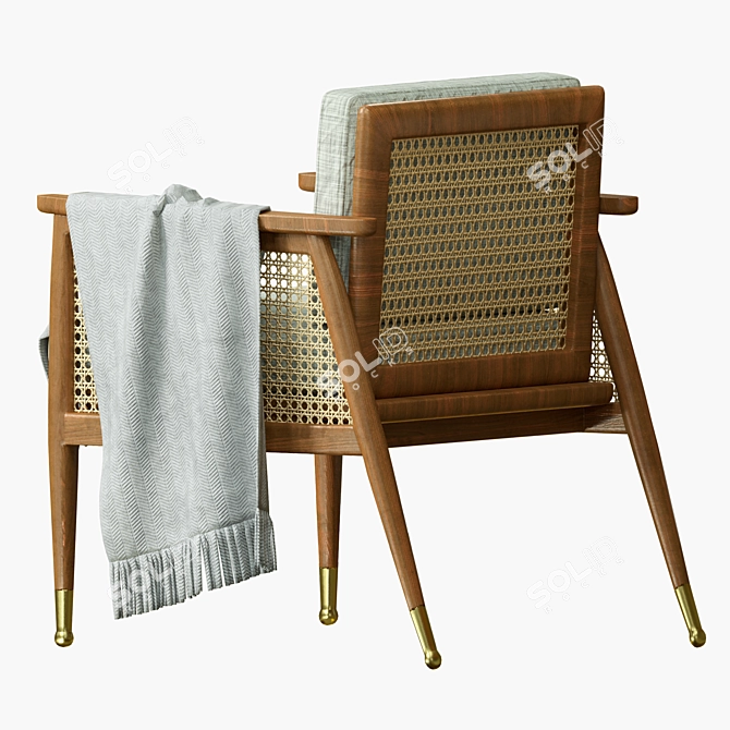 Boho Chic Nadia Caned Chair 3D model image 4