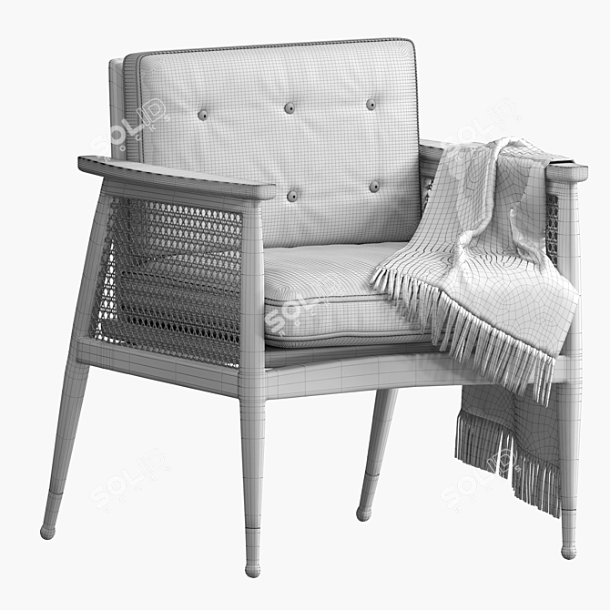 Boho Chic Nadia Caned Chair 3D model image 5