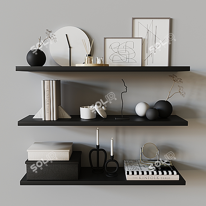 Decorative Bookshelf Set 3D model image 1