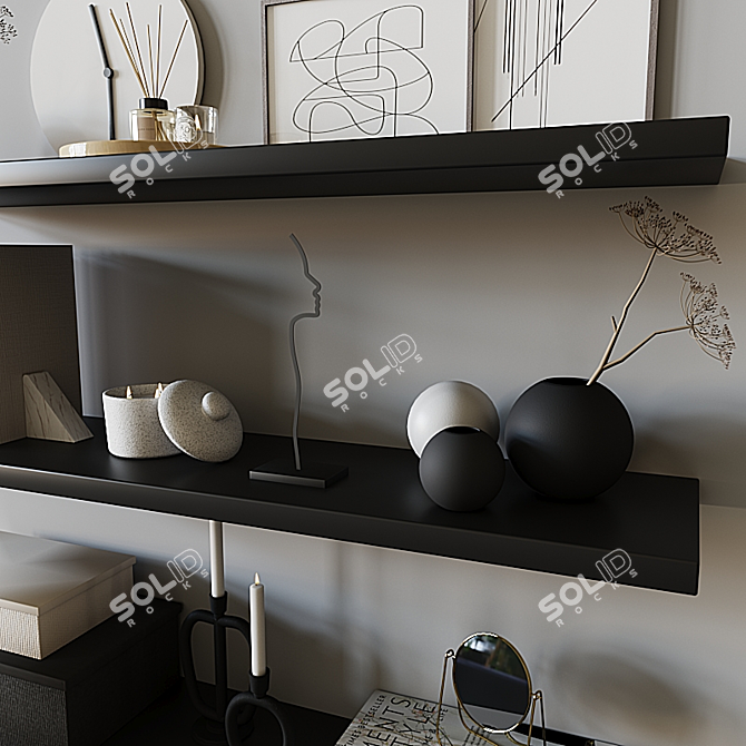 Decorative Bookshelf Set 3D model image 3