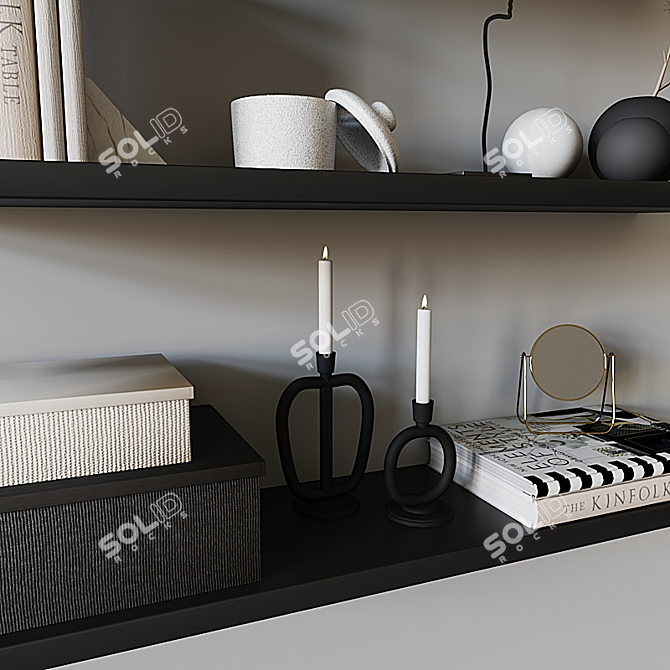 Decorative Bookshelf Set 3D model image 4